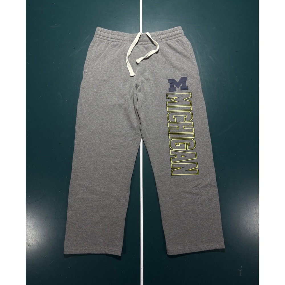 Vtg Michigan Wolverines Sweatpants Men's Large Gray Baggy Wide Leg Cotton Y2K
